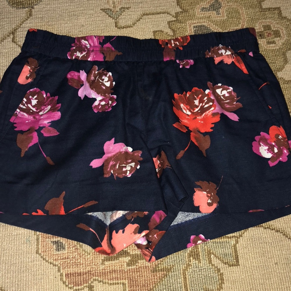 Navy and purple floral JCrew pull on shorts